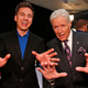 Trebek poses with Holzhauer backstage at the 2019 NHL Awards last night in Las Vegas